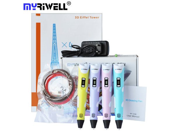 3D Ручка MyRiwell 2 (LCD) с Эко Пластиком PLA (9 метров) и Трафаретами