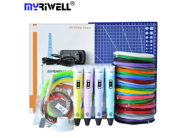 3D Ручка MyRiwell 2 MAXIMUM + Набор Эко пластика PLA 16 цветов 80 метров + Набор трафаретов для рисования + подставка + светящийся PLA пластик для 3D ручки 10 метров + коврик (220x220 мм) + лопатка!