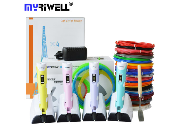 3D ручка MyRiwell Stereo Drawing (RP-200B) VIP + Набор Эко пластика PLA 20 цветов (100 метров) + Набор трафаретов для рисования + подставка для ручки + светящийся PLA пластик 10 метров!