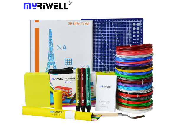 3D Ручка MyRiwell RP-300A Smart VIP + Набор PCL пластика 12 цветов (120 метров) + набор цветных трафаретов для рисования + лопатка для снятия рисунков + Коврик для 3D ручек Формат А4!