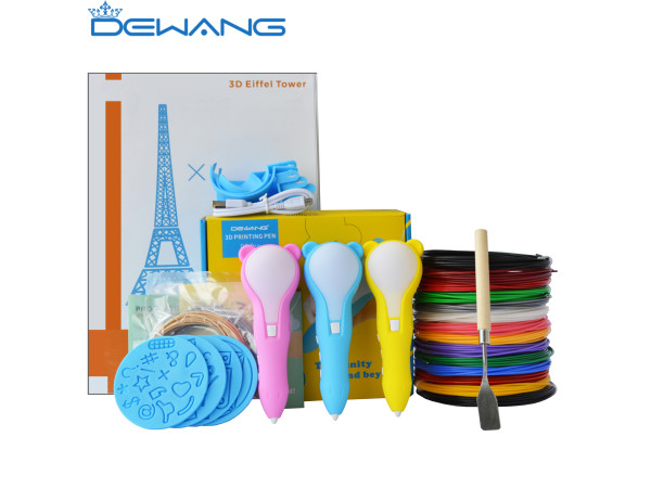 3D Ручка Dewang D8 Bear VIP + Набор PCL пластика 12 цветов (120 метров) + Сверло для чистки сопла + набор цветных трафаретов для рисования + 4 шаблона пластиковых + наклейки + лопатка для снятия рисунков!