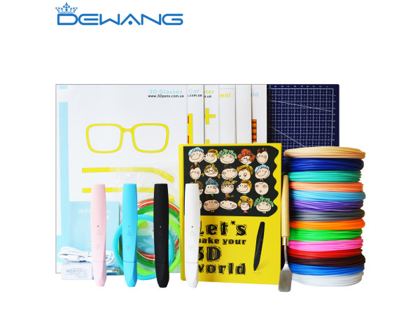 Умная 3D Ручка Dewang D12 MAXIMUM + Набор PLA пластика 14 цветов (70 метров) + набор трафаретов для рисования + сверло для чистки сопла + лопатка для снятия рисунков + коврик для 3D ручки + светящийся пластик для 3D ручки!