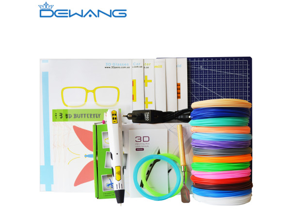 3D Ручка Dewang X9 MAXIMUM + Набор ЭКО Пластика PLA 16 цветов (80 метров) + Набор трафаретов для рисования + подставка + лопатка + Светящийся PLA пластик для 3D ручки 10 метров + коврик (220x220 мм)!